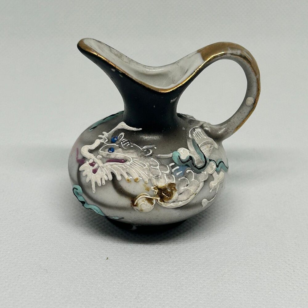 Moriage Japan Dragon Ware Raised Porcelain Mini Pitcher